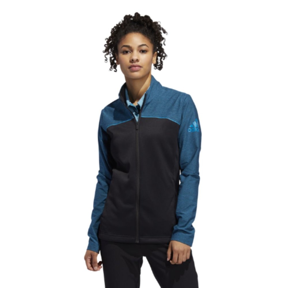 adidas Golf Womens Go-To Adapt Athletic Golf Jacket Black Teal water resistant